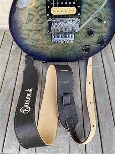 Franklin special broderet brun læder guitarrem 2 - DANMARK